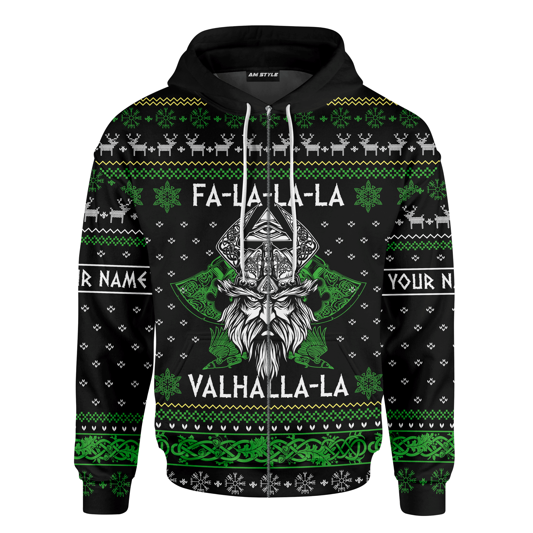 FaLaLaLaLa Valhalla Viking Odin Dark Pastel Green Colour Viking Ugly Christmas Sweater