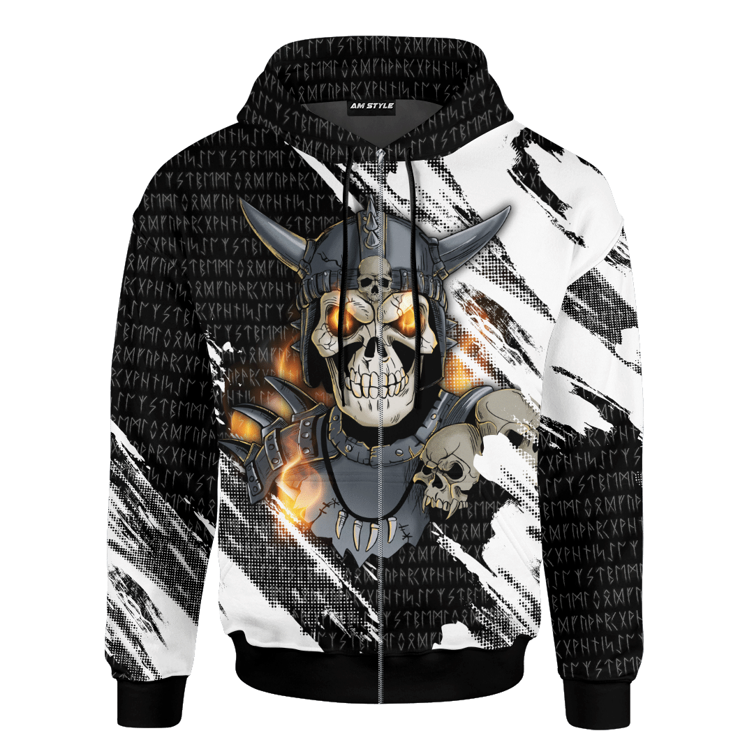 Viking Skull Style White Colour Customized 3D All Over Printed hoodie