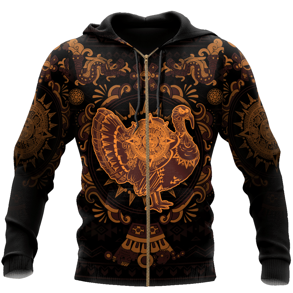 Mexico Aztec Turkey Sun Stone Thanksgiving All Over Printed Unisex 3D All Over Printed hoodie