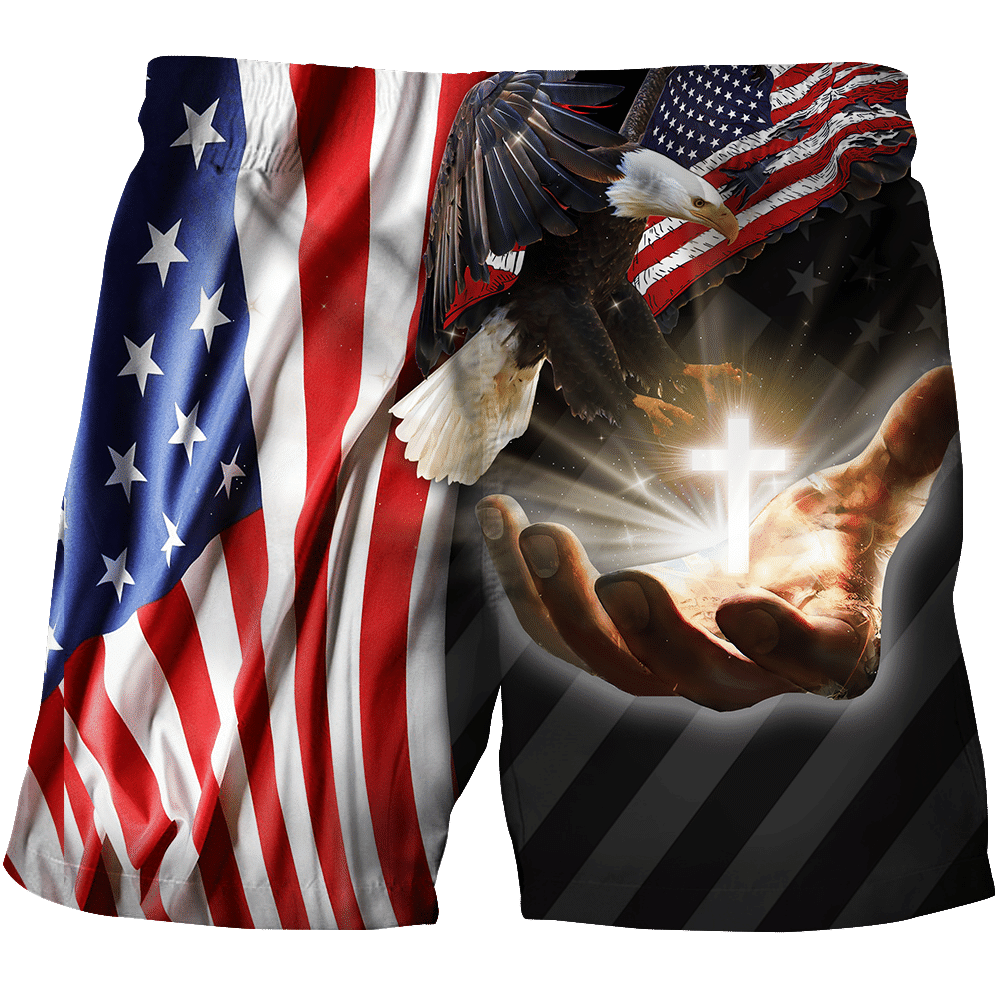 AM Style Customize Jesus Eagle America Flag 3D All Over Printed Unisex Shirt - Full Size - Independence Day - Amaze Style™