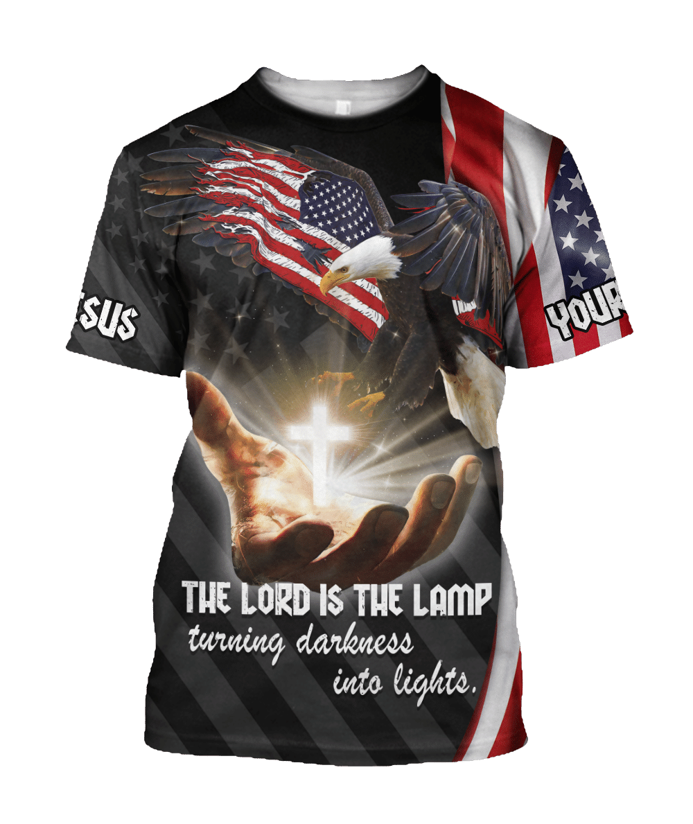 AM Style Customize Jesus Eagle America Flag 3D All Over Printed Unisex Shirt - Full Size - Independence Day - Amaze Style™