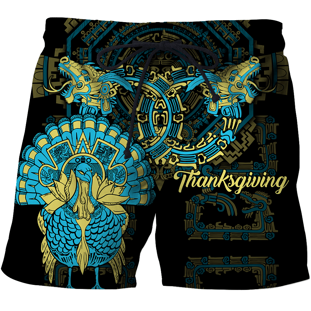 Aztec Mayan Aztec Turkey Thanksgiving Turquoise Blue 3D All Over Printed hoodie