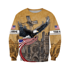 American Eagle Flag Us Cathedral Customized 3D All Over Printed hoodie