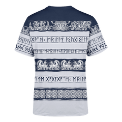 Viking runes and symbols Dark Cerulean Colour -  Viking Christmas Shirt - AM Style Design - Amaze Style™