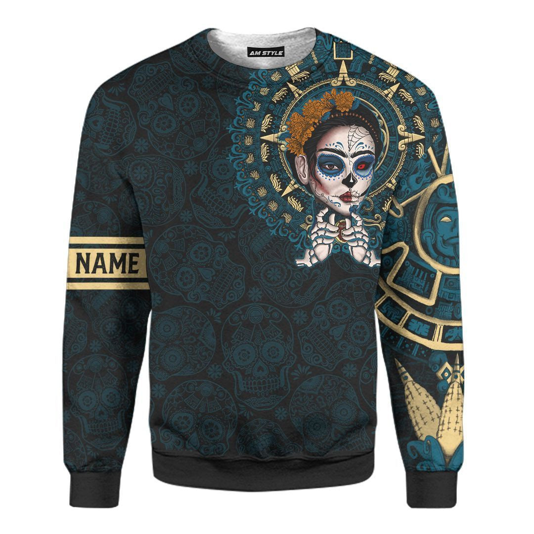 Aztec Maya Mexico Sugar Skull Dia De Muertos 3D All Over Printed hoodie