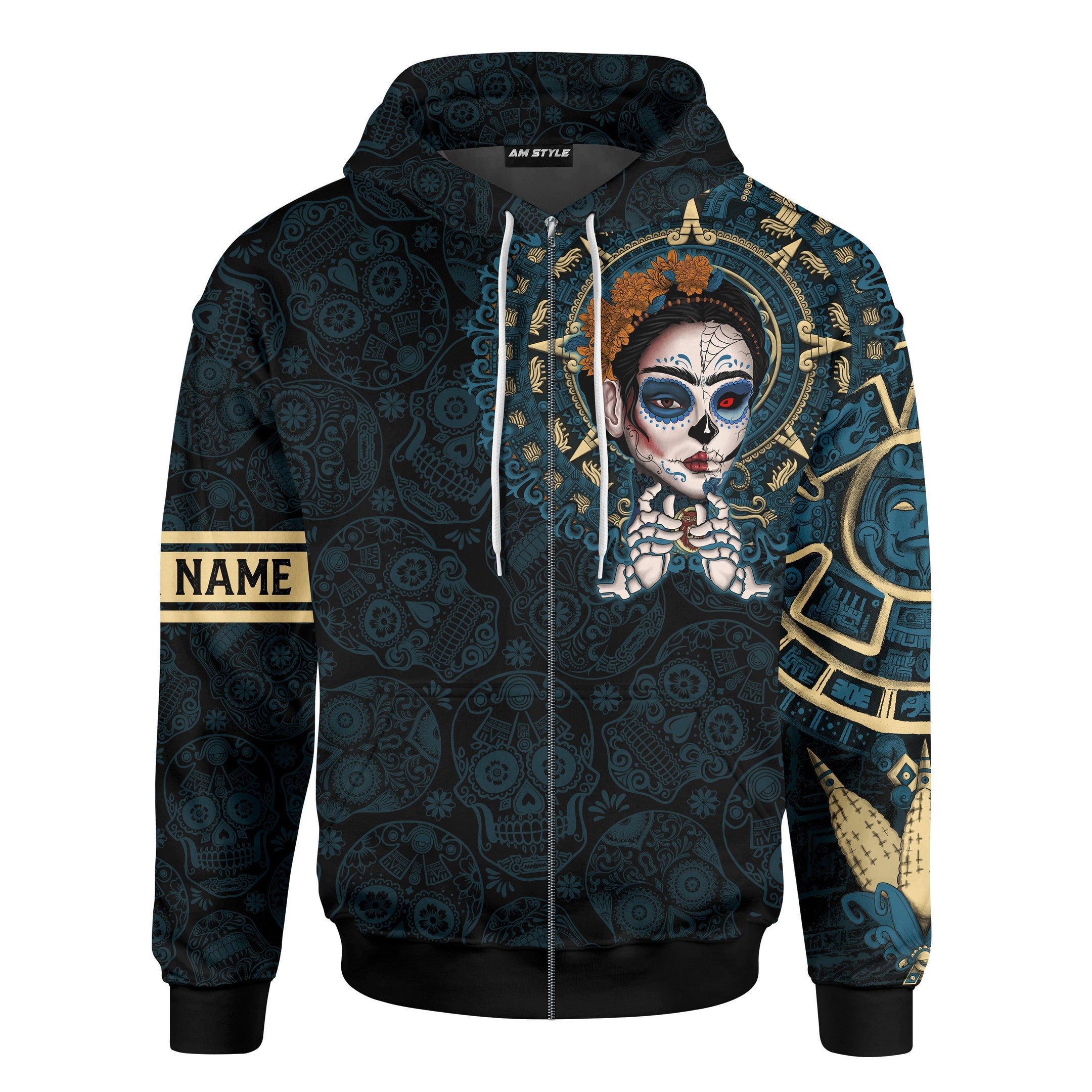 Aztec Maya Mexico Sugar Skull Dia De Muertos 3D All Over Printed hoodie