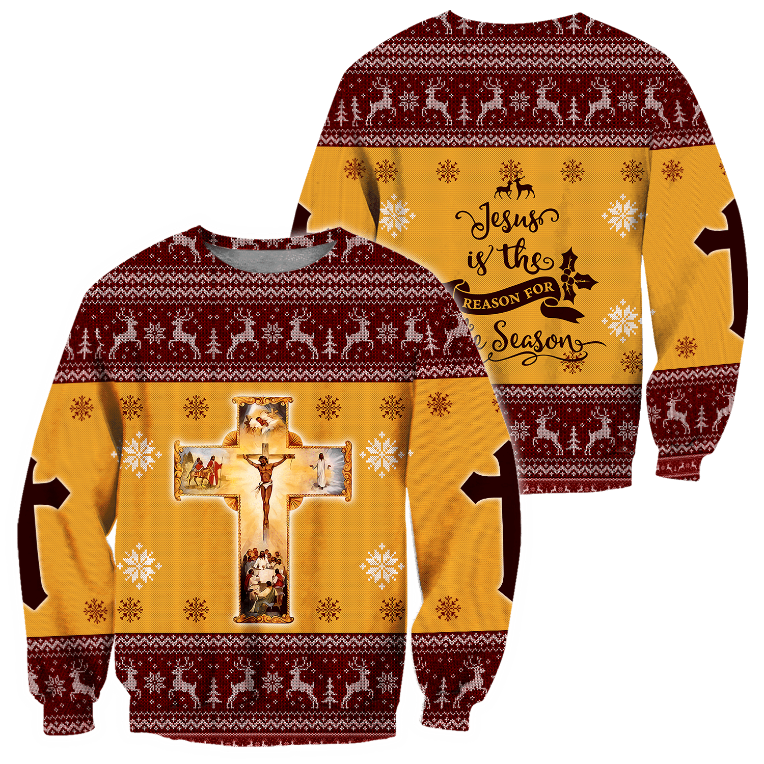 Jesus is the reason for the reason jesus all over printed christmas hoodie