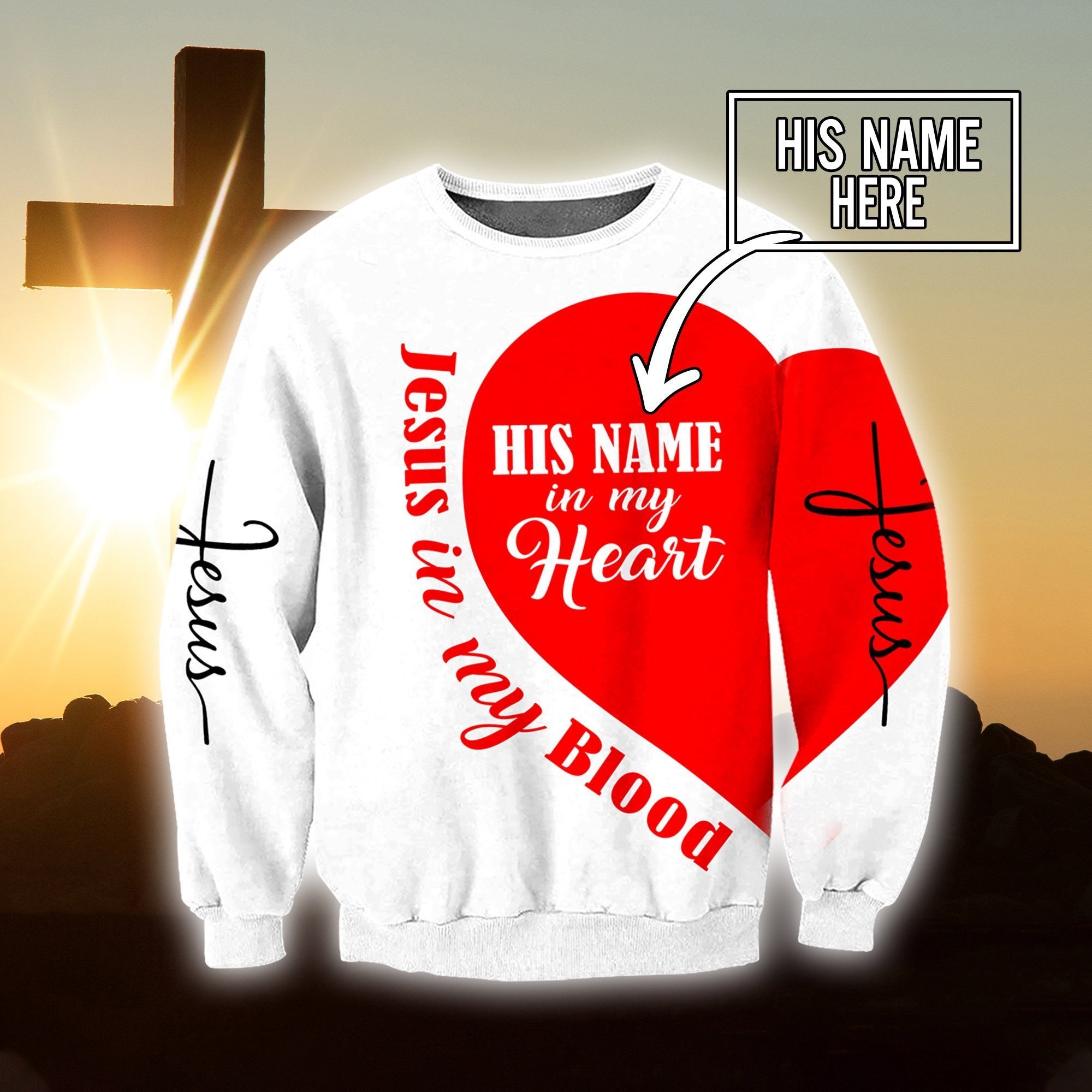 jesus in my blood jesus all over printed customized unisex couple Hoodie