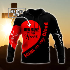 jesus in my blood jesus all over printed customized unisex couple Hoodie