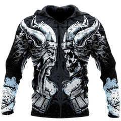 Love Beer Skull Viking 3D All Over Printed Hoodie