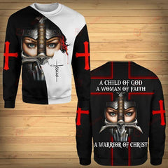 a child of god woman of faith a warrior of christ jesus all over printed hoodie