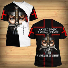 a child of god woman of faith a warrior of christ jesus all over printed hoodie