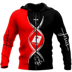 christian jesus dna test red and black color jesus all over printed unisex hoodie