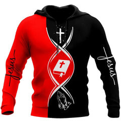 christian jesus dna test red and black color jesus all over printed unisex hoodie