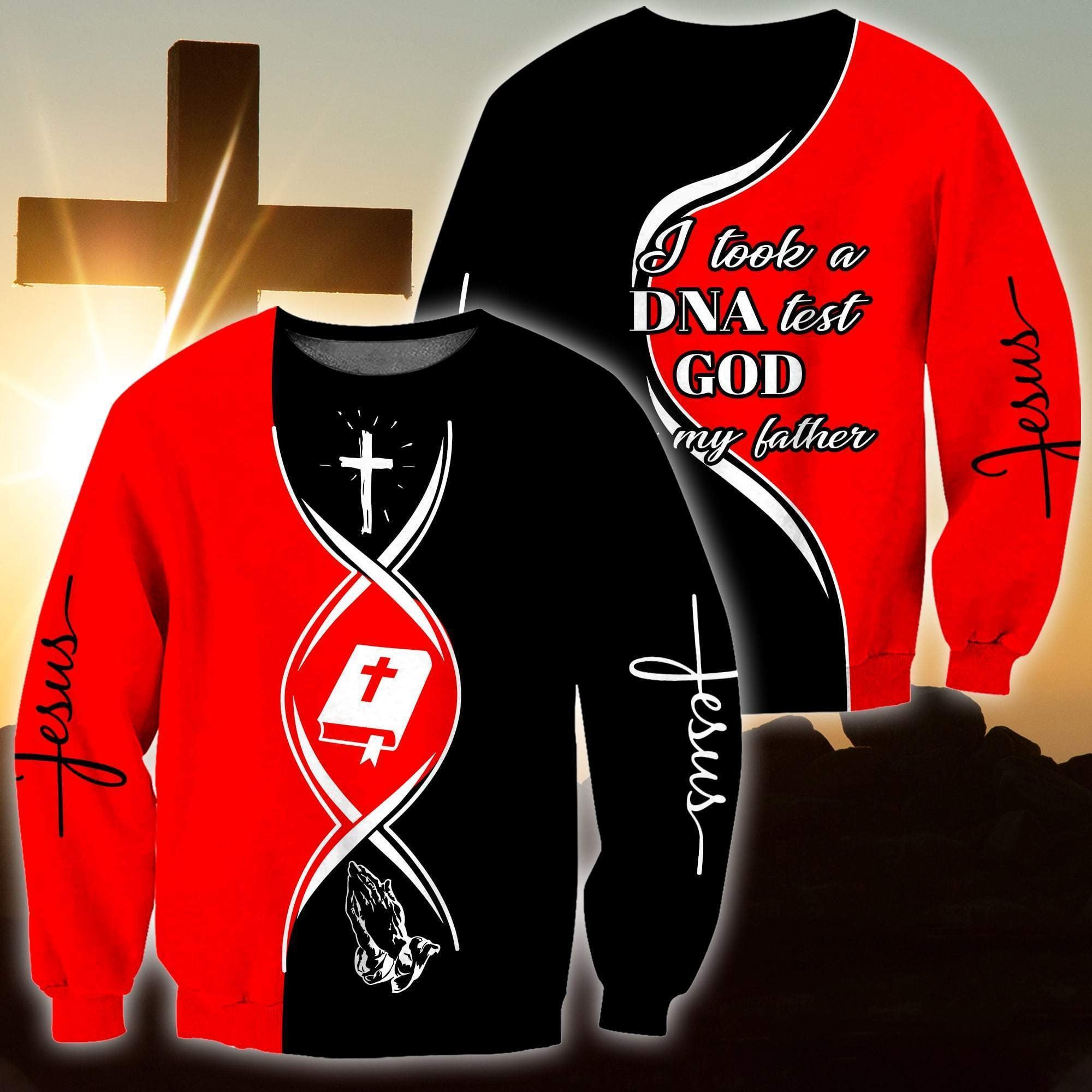 christian jesus dna test red and black color jesus all over printed unisex hoodie