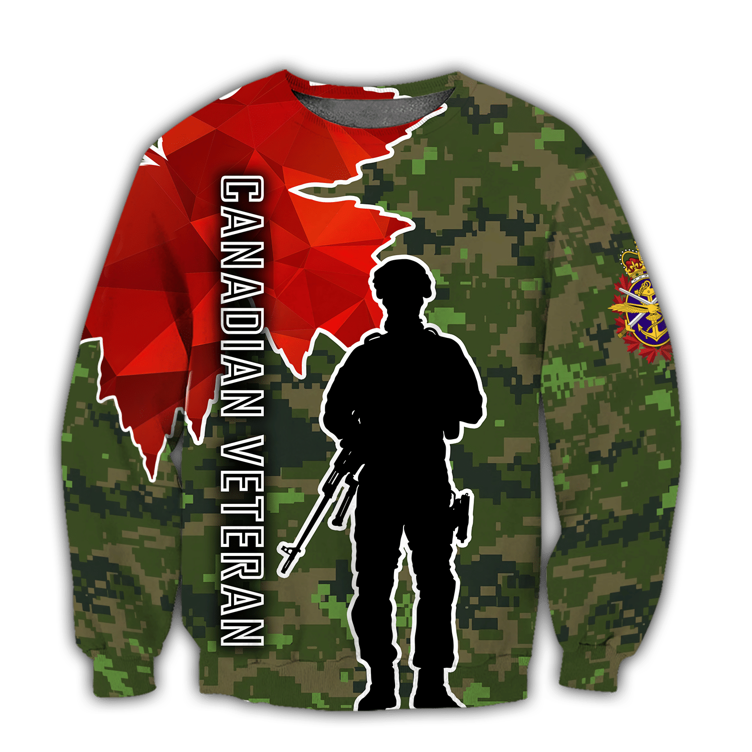 Canadian Veteran Maple Leaf Camo Jesus All Over Printed hoodie