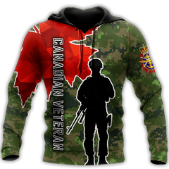 Canadian Veteran Maple Leaf Camo Jesus All Over Printed hoodie