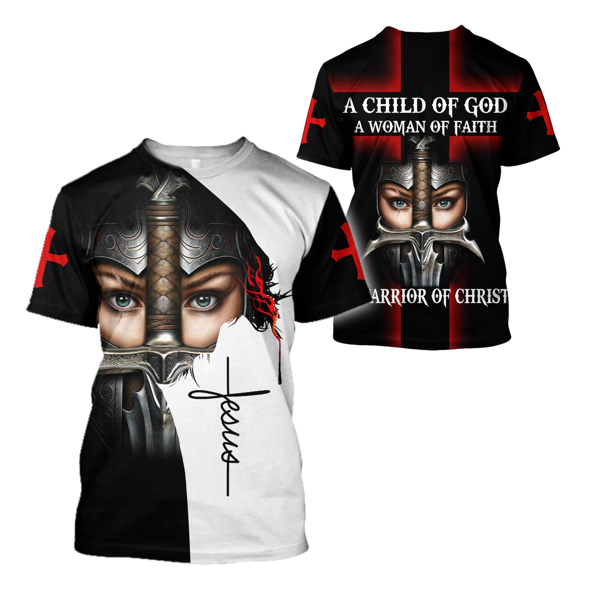 A child of god a woman of faith a warrior of christ jesus all over printed hoodie