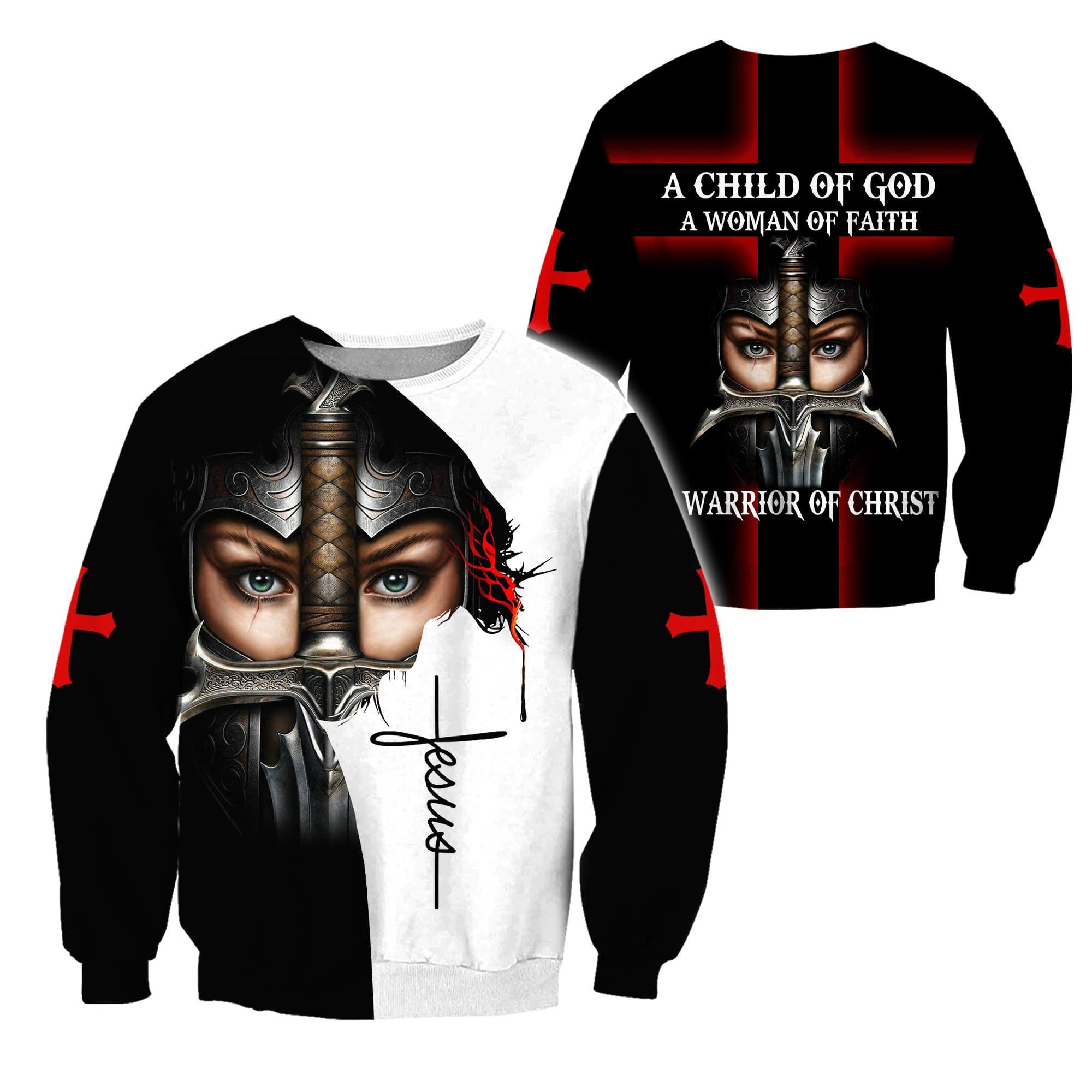 A child of god a woman of faith a warrior of christ jesus all over printed hoodie