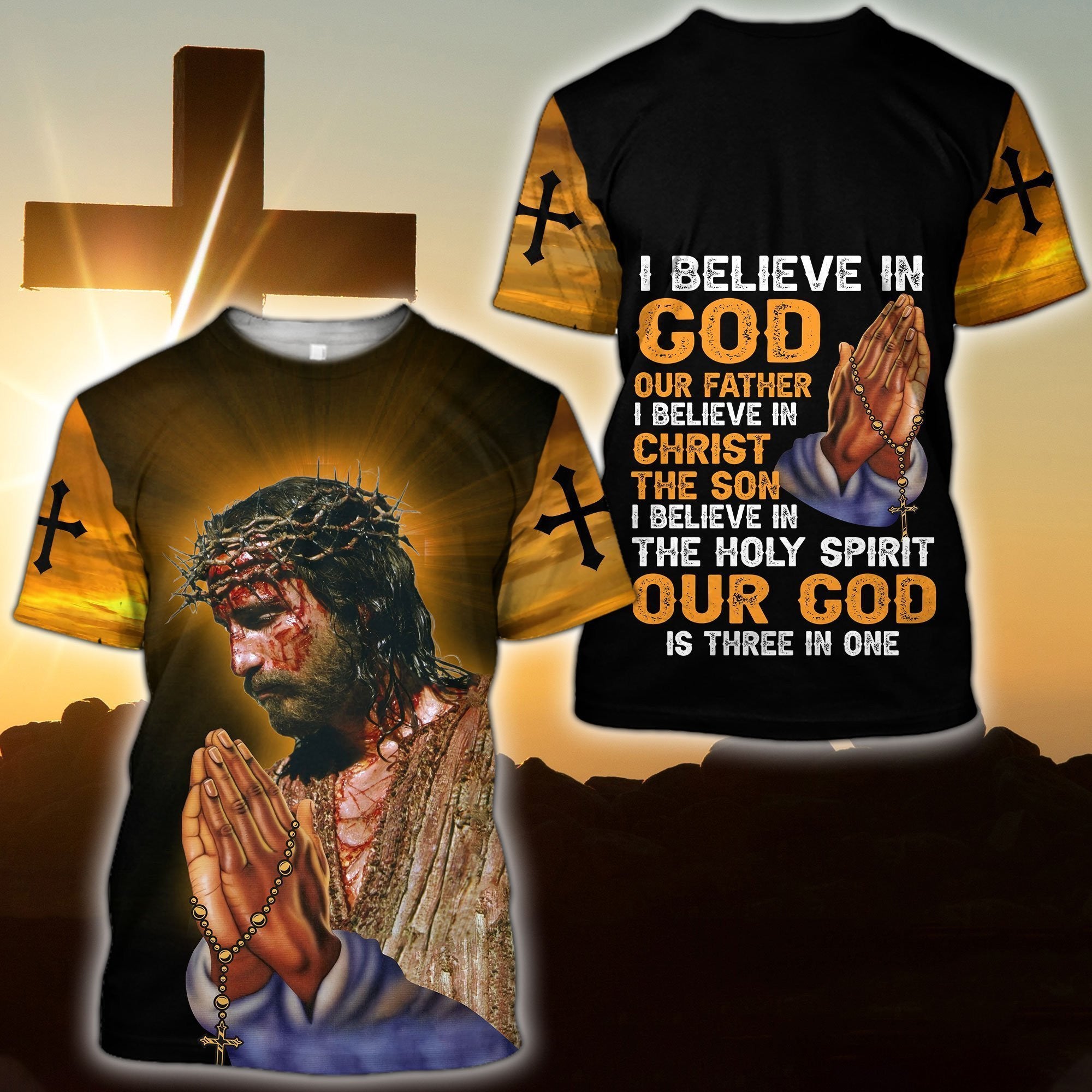 i believe in god our father jesus all over printed Hoodie