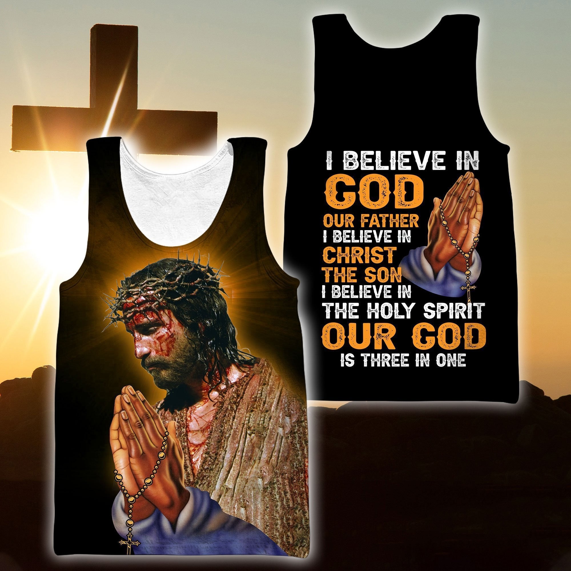 i believe in god our father jesus all over printed Hoodie