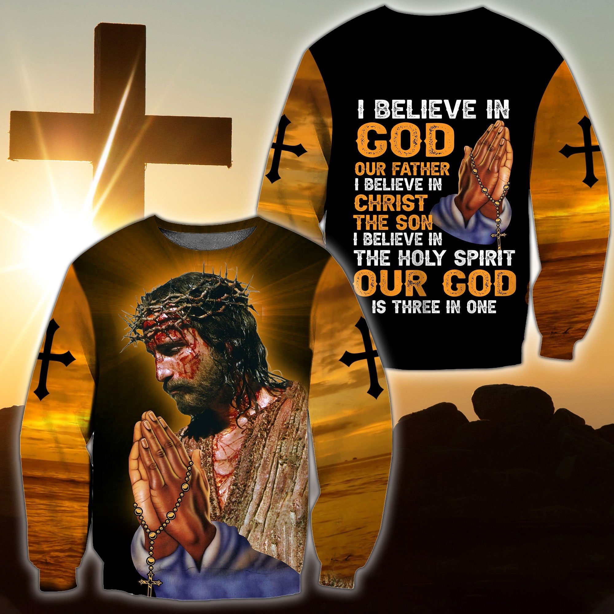 i believe in god our father jesus all over printed Hoodie