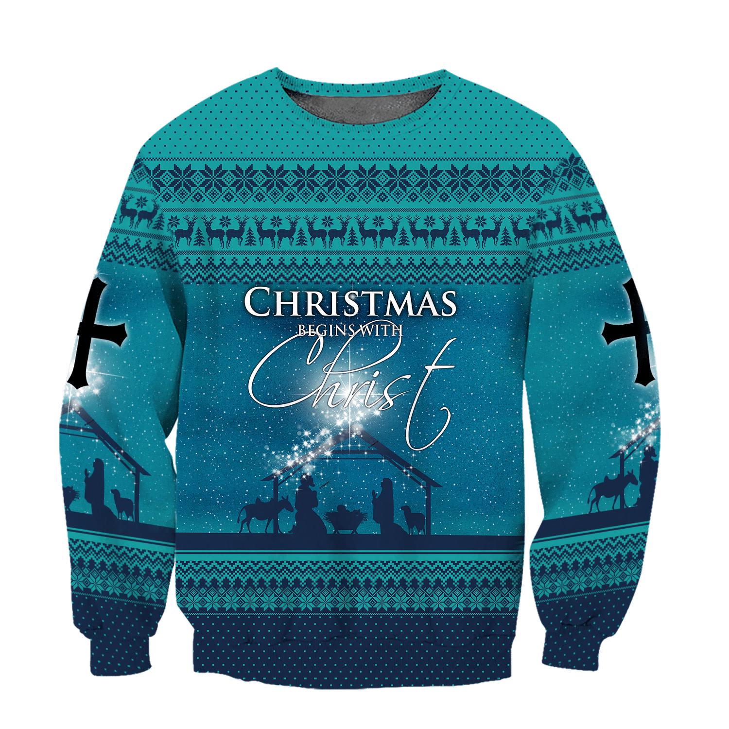 christian christmas nativity jesus all over printed printed unisex hoodie