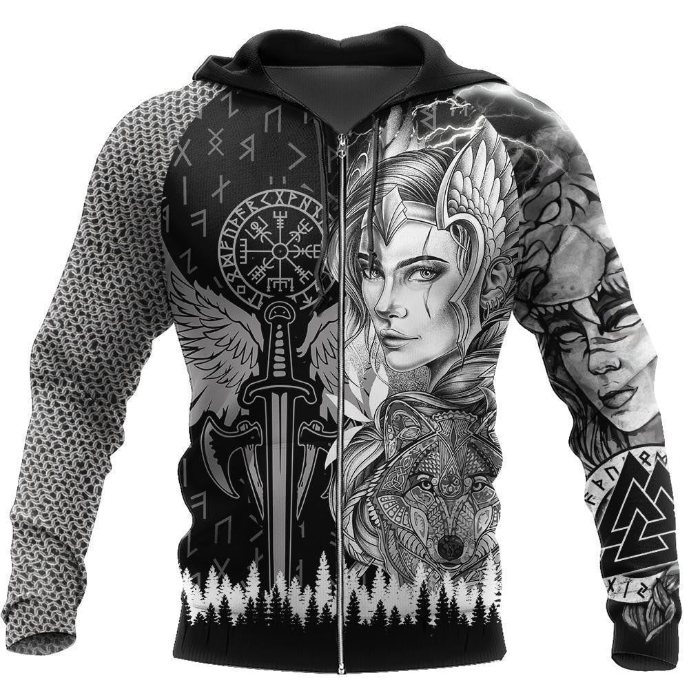 The Viking Compass With Female Viking Warriors All Over Printed hoodie