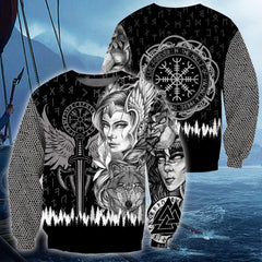 The Viking Compass With Female Viking Warriors All Over Printed hoodie