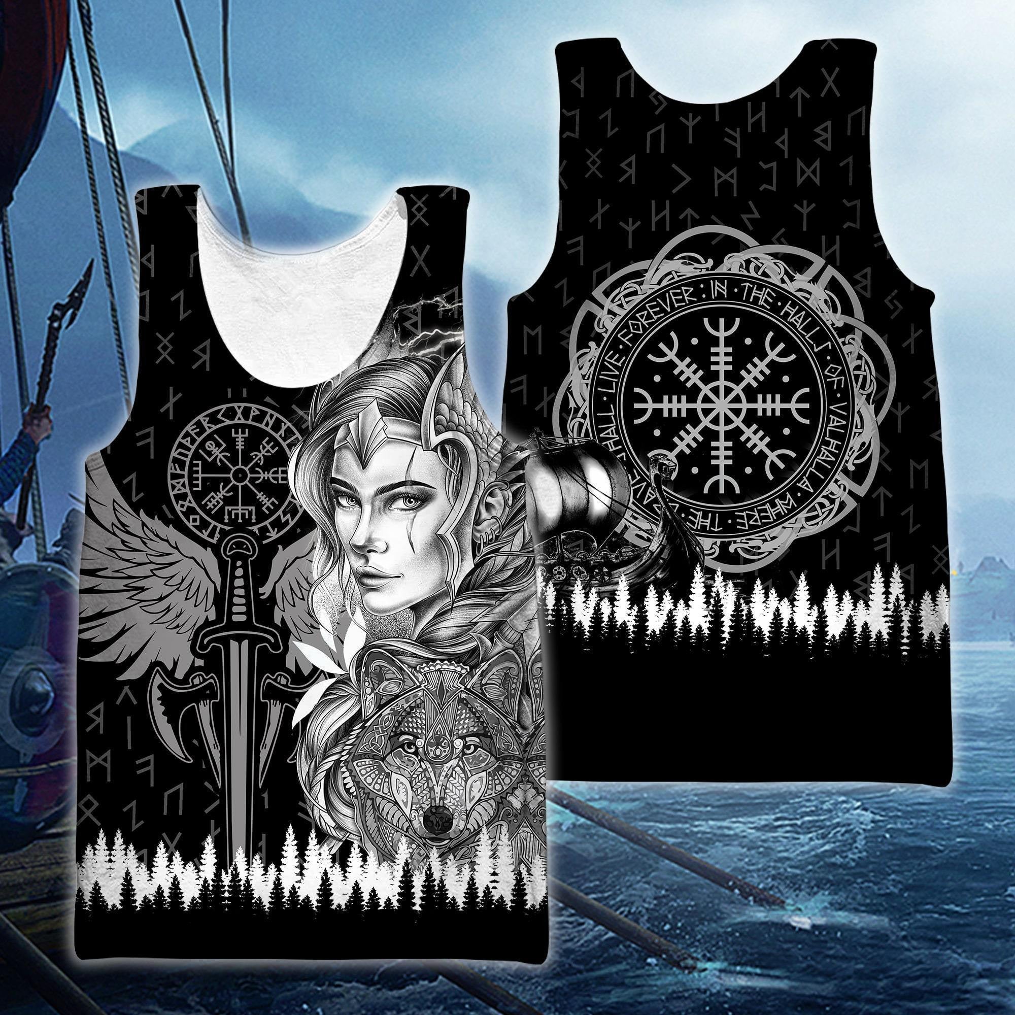 The Viking Compass With Female Viking Warriors All Over Printed hoodie