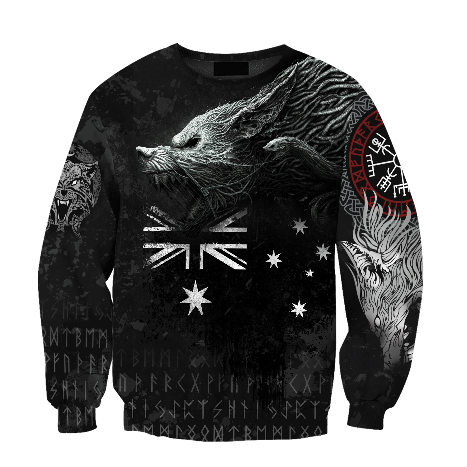 Australia The Black Wolf Viking All Over Viking All Over Printed hoodie