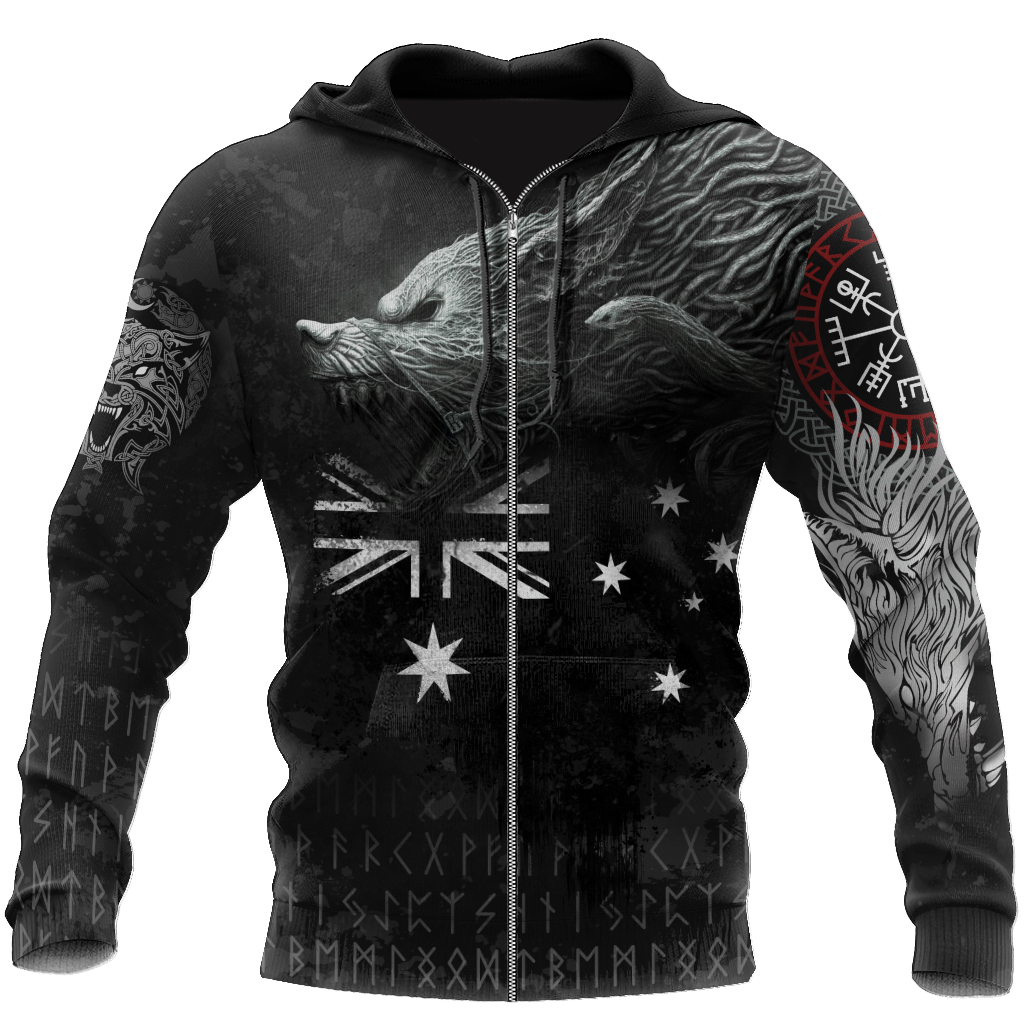 Australia The Black Wolf Viking All Over Viking All Over Printed hoodie