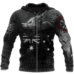 Australia The Black Wolf Viking All Over Viking All Over Printed hoodie