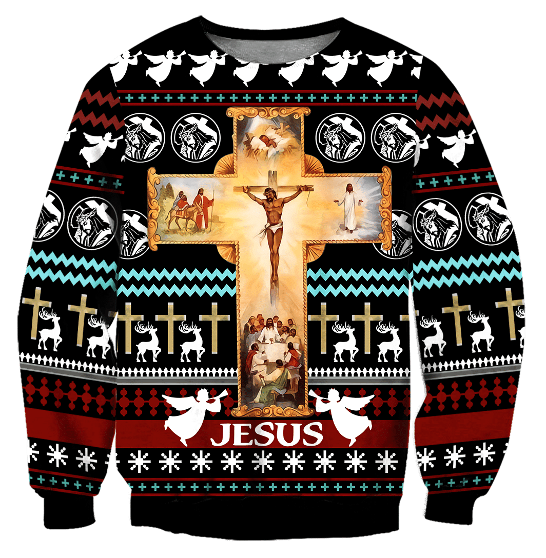 jesus life on earth jesus christmas jesus all over printed unisex Hoodie