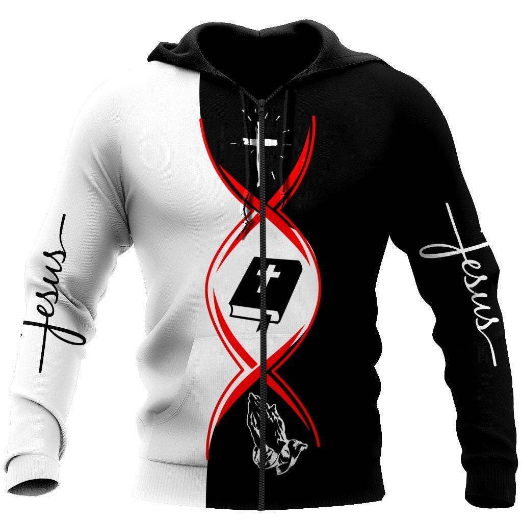 christian jesus dna test white and black color jesus all over printed unisex Hoodie