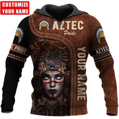 Pretty Aztec Warrior Woman Brown Pattern Aztec Customize All Over Printed hoodie