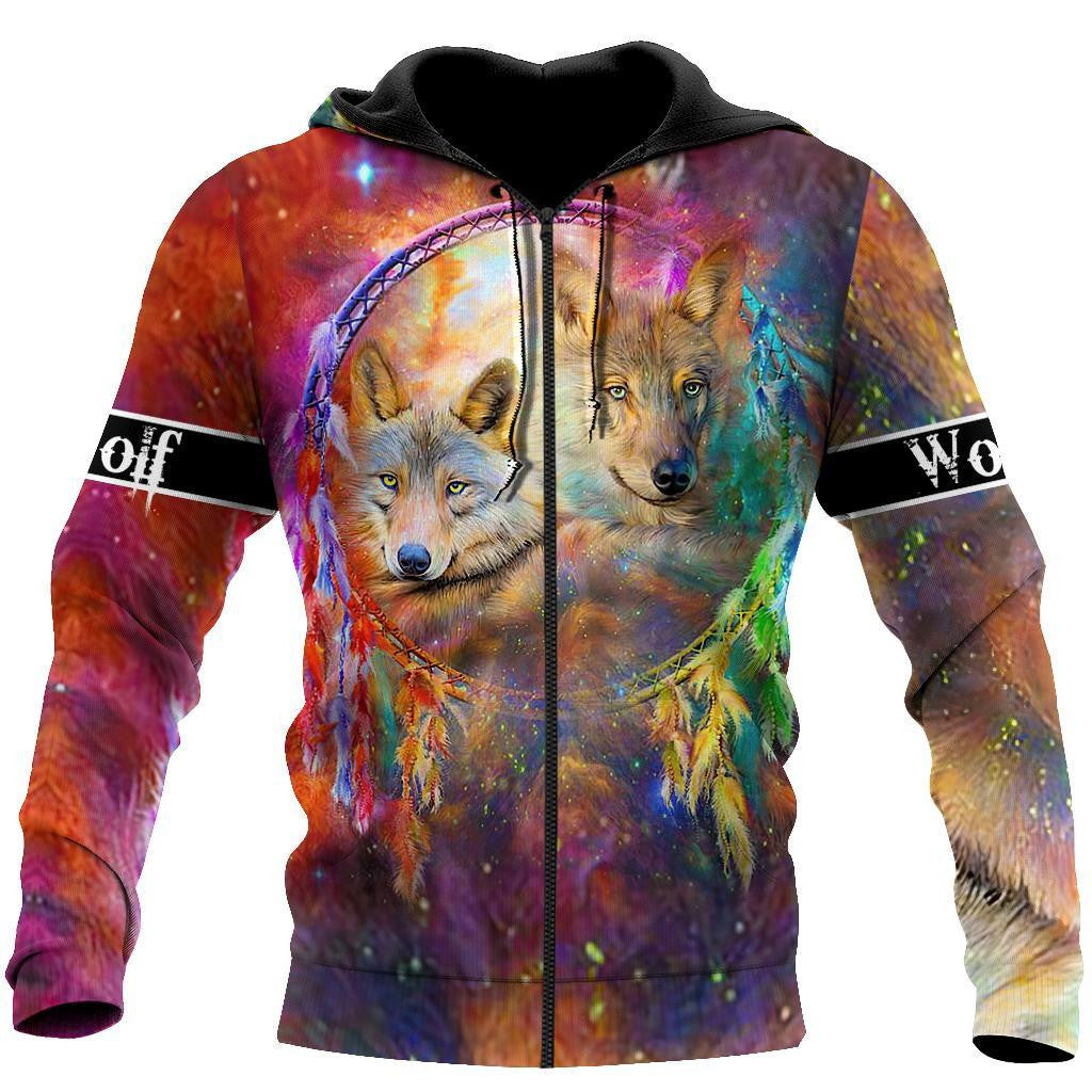 All Over Print Beautiful Wolf Couple-MEI - Amaze Style™-Apparel