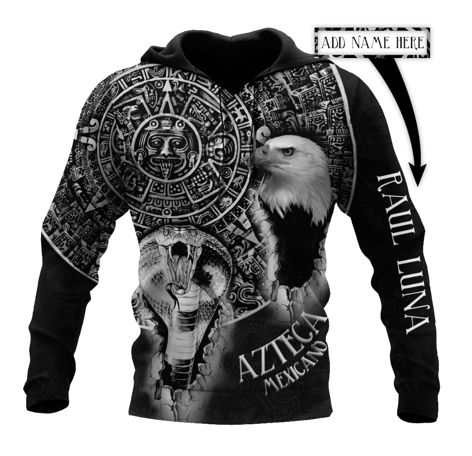 Aztec Circle Calendar Mix Eagle And Snake Super Cool Black And White Pattern Aztec Customize All Over Printed 3D All Over Printed Shirts