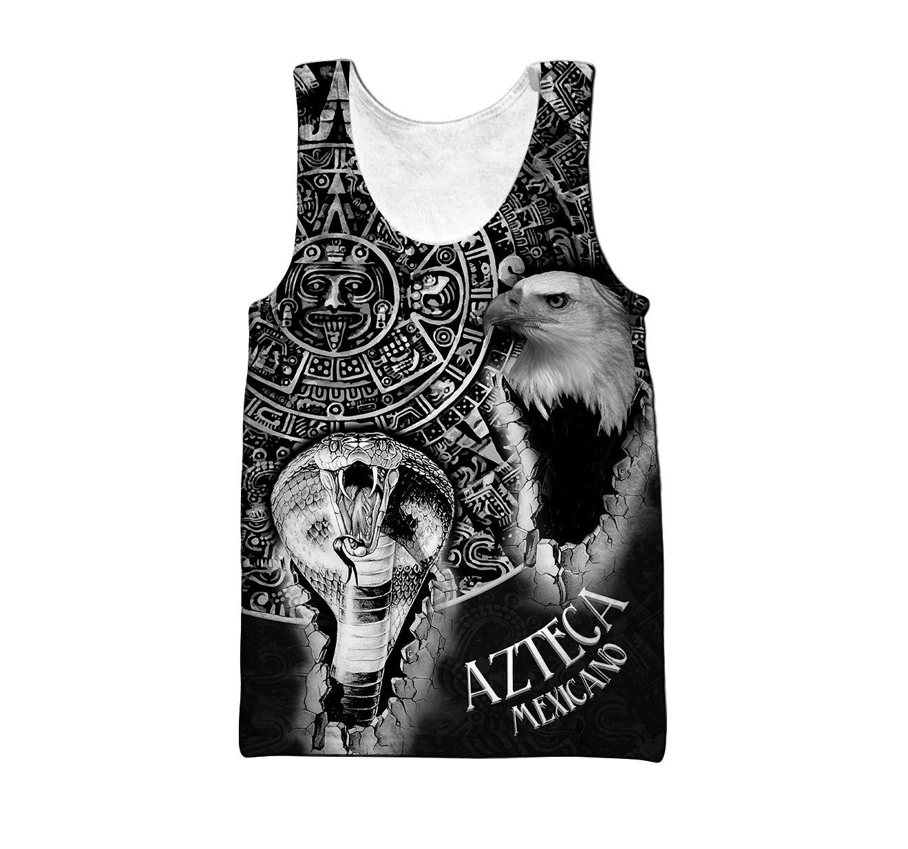 Aztec Circle Calendar Mix Eagle And Snake Super Cool Black And White Pattern Aztec Customize All Over Printed 3D All Over Printed Shirts