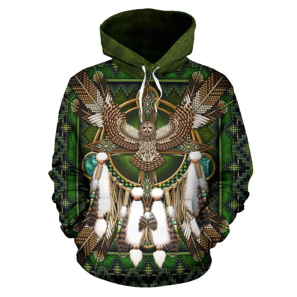 Barred Owl Mandala Native American All Over Hoodie NVD1306 - Amaze Style™-Apparel