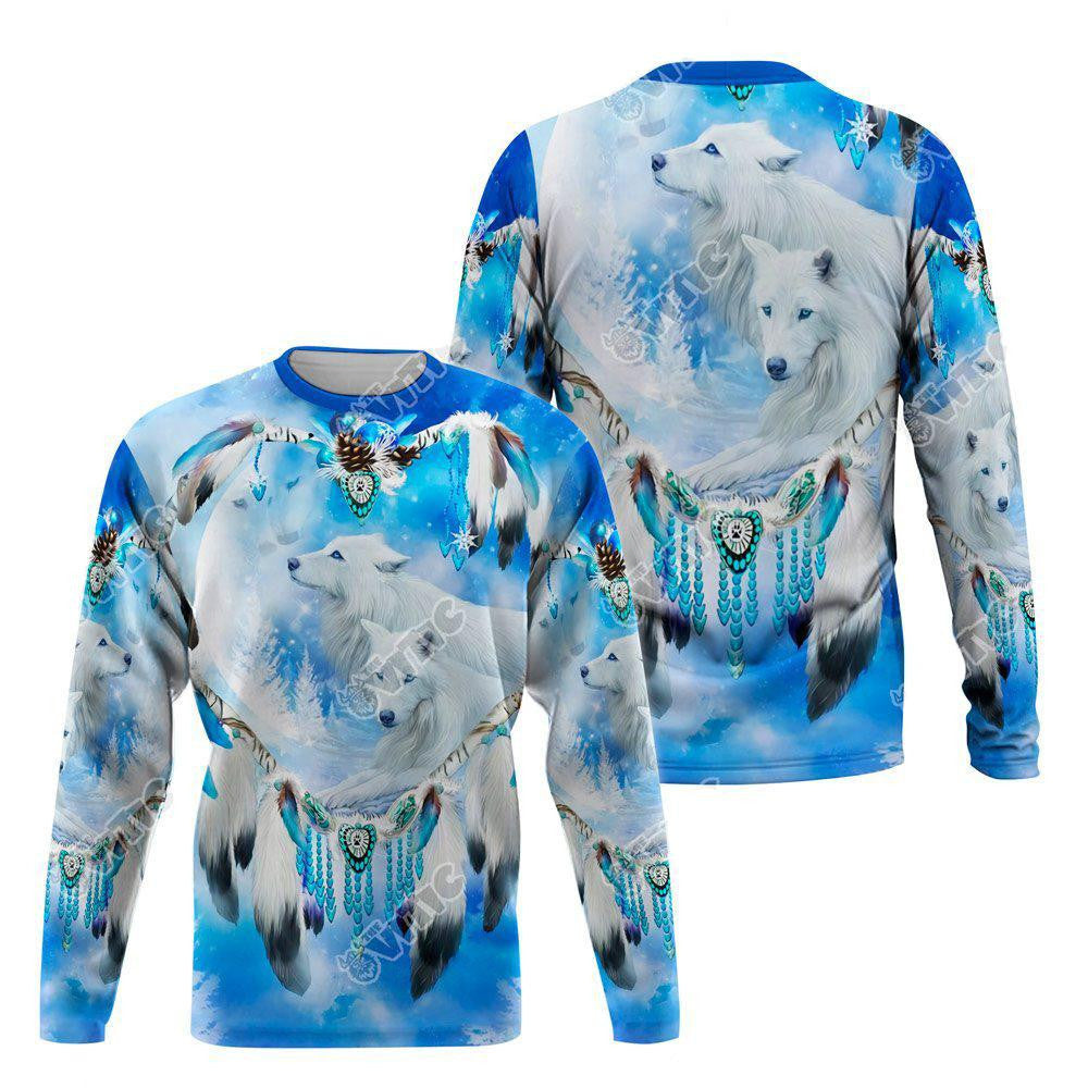 Ancient White Wild Wolf Native American 3D All Over Printed hoodie