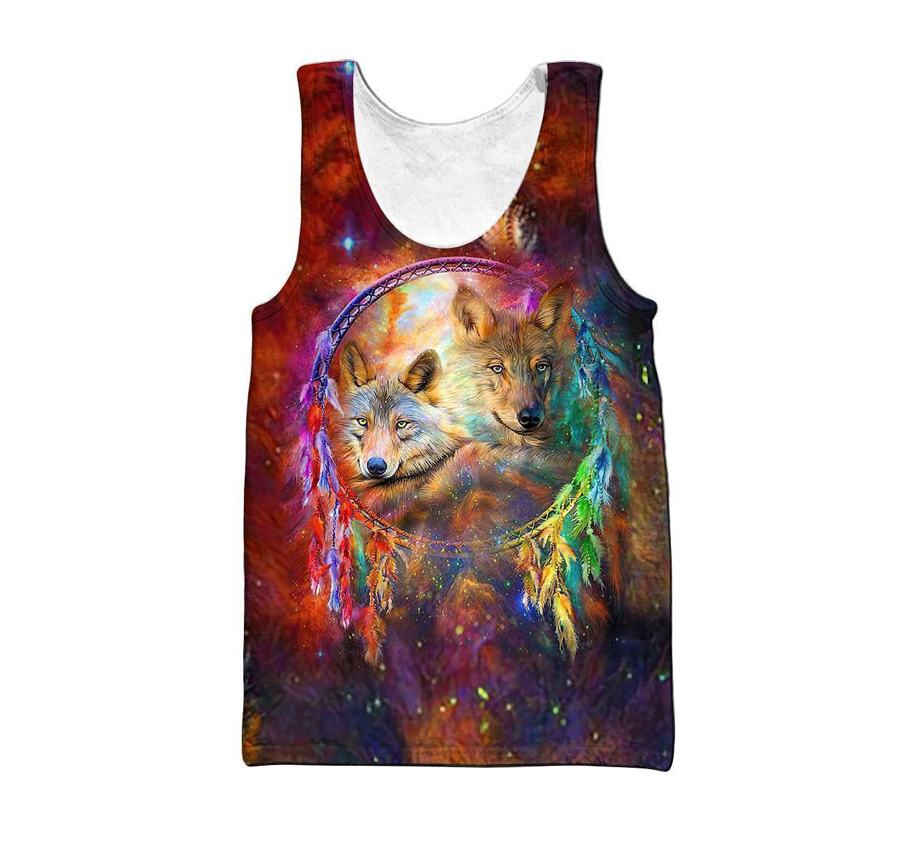 Wolf Couple Galaxy Native America All Over Printed hoodie