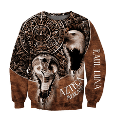 Aztec Circle Calendar Mix Eagle And Snake Super Cool Pattern Aztec Customize All Over Printed hoodie