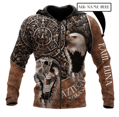 Aztec Circle Calendar Mix Eagle And Snake Super Cool Pattern Aztec Customize All Over Printed hoodie