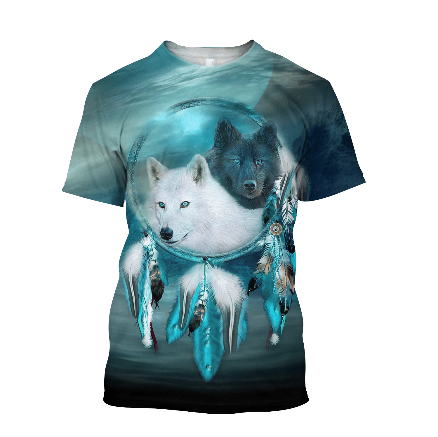 Native American Beautiful Wolf Couple Native America All Over Printed hoodie