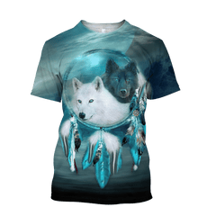 Native American Beautiful Wolf Couple Native America All Over Printed hoodie