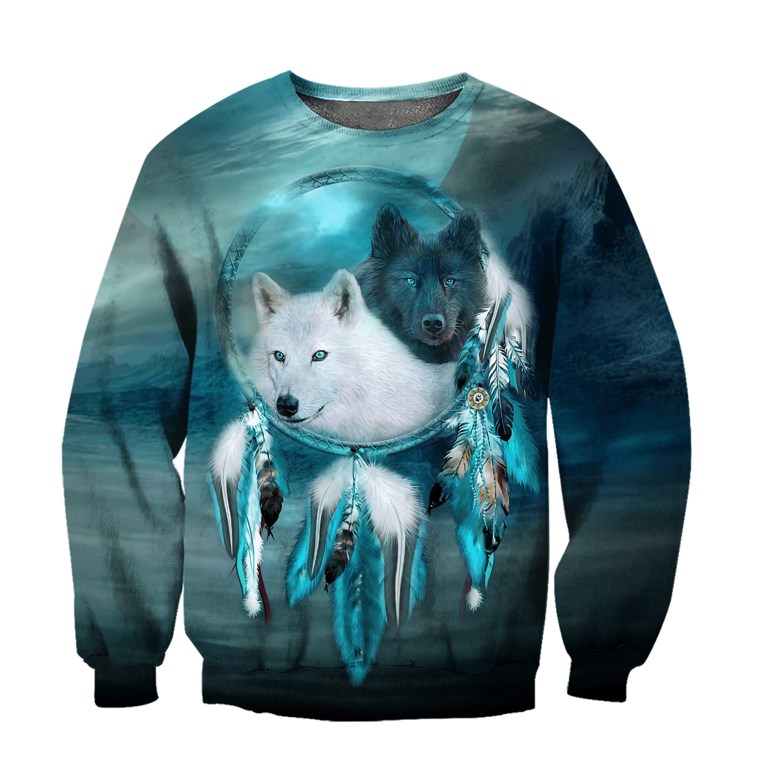 Native American Beautiful Wolf Couple Native America All Over Printed hoodie