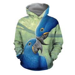 3D All Over Print Parrot Blue Love Hoodie - Amaze Style�?�