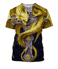 3D AOP Yellow Dragon Shirt - Amaze Style�?�