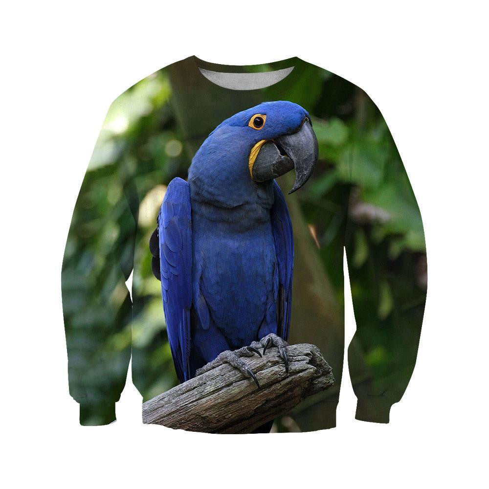 3D All Over Print Blue Macaw Parrot Hoodie